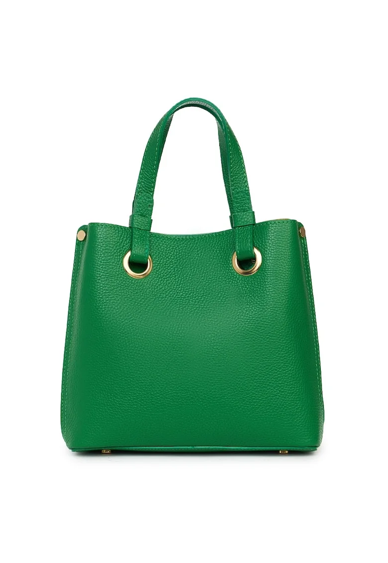 Geanta dama  Ilona, piele naturala, verde, 24x25x12cm, compartimente multiple, manere detasabile