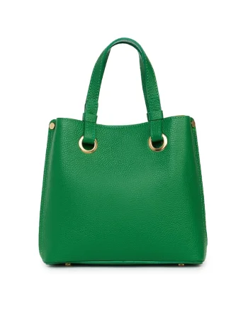 Geanta dama  Ilona, piele naturala, verde, 24x25x12cm, compartimente multiple, manere detasabile