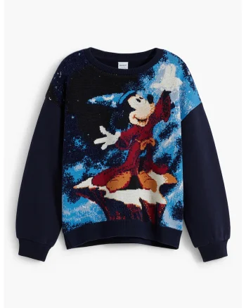 Bluza de trening cu model Minnie Mouse, Negru/Albastru