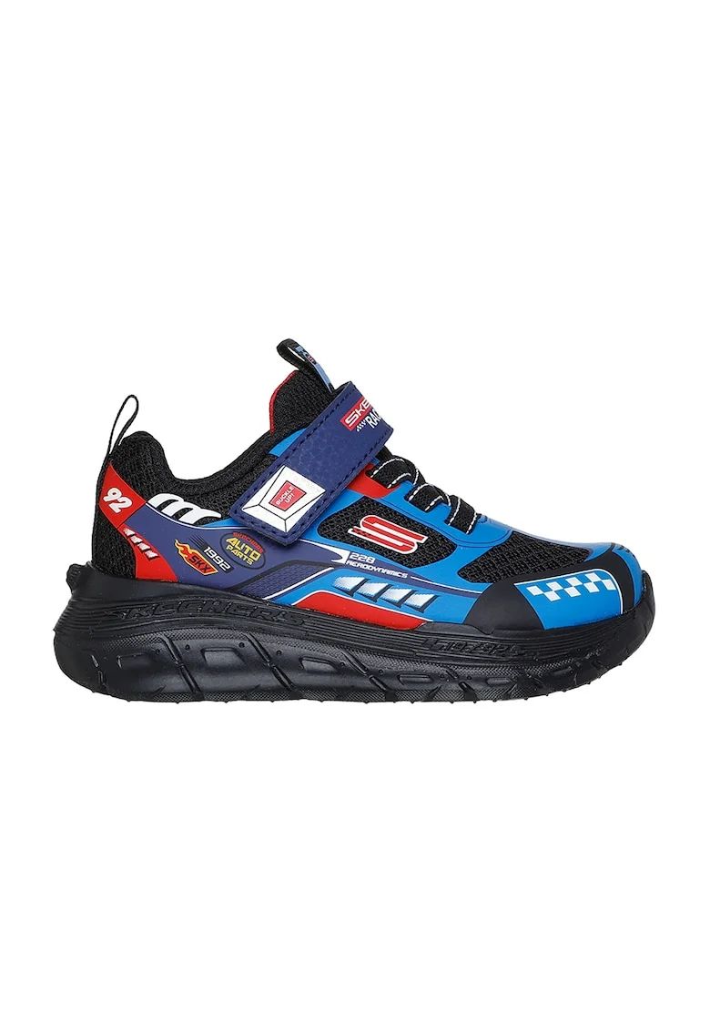 Pantofi sport cu velcro Skech Tracks, Negru/Albastru