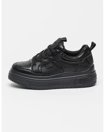 Pantofi sport low-cut din piele ecologica cu talpa flatform Vectra, Negru