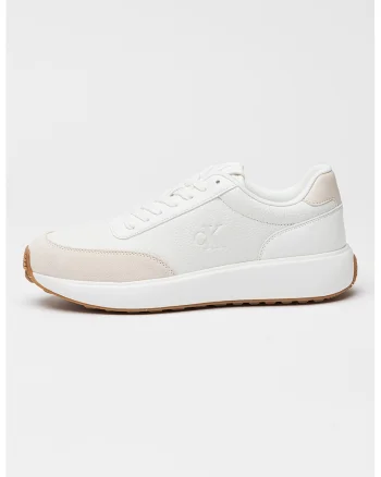 Pantofi sport din piele cu sireturi, Alb/Alb murdar