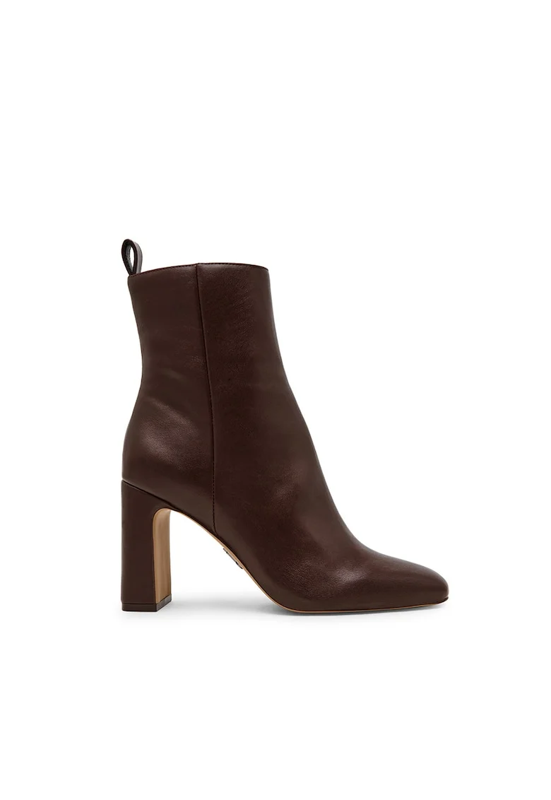 Botine de piele ecologica Adelise, Maro cognac