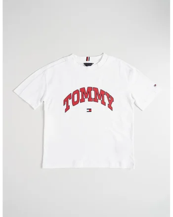 Tricou cu imprimeu logo curbat, Rosu/Alb