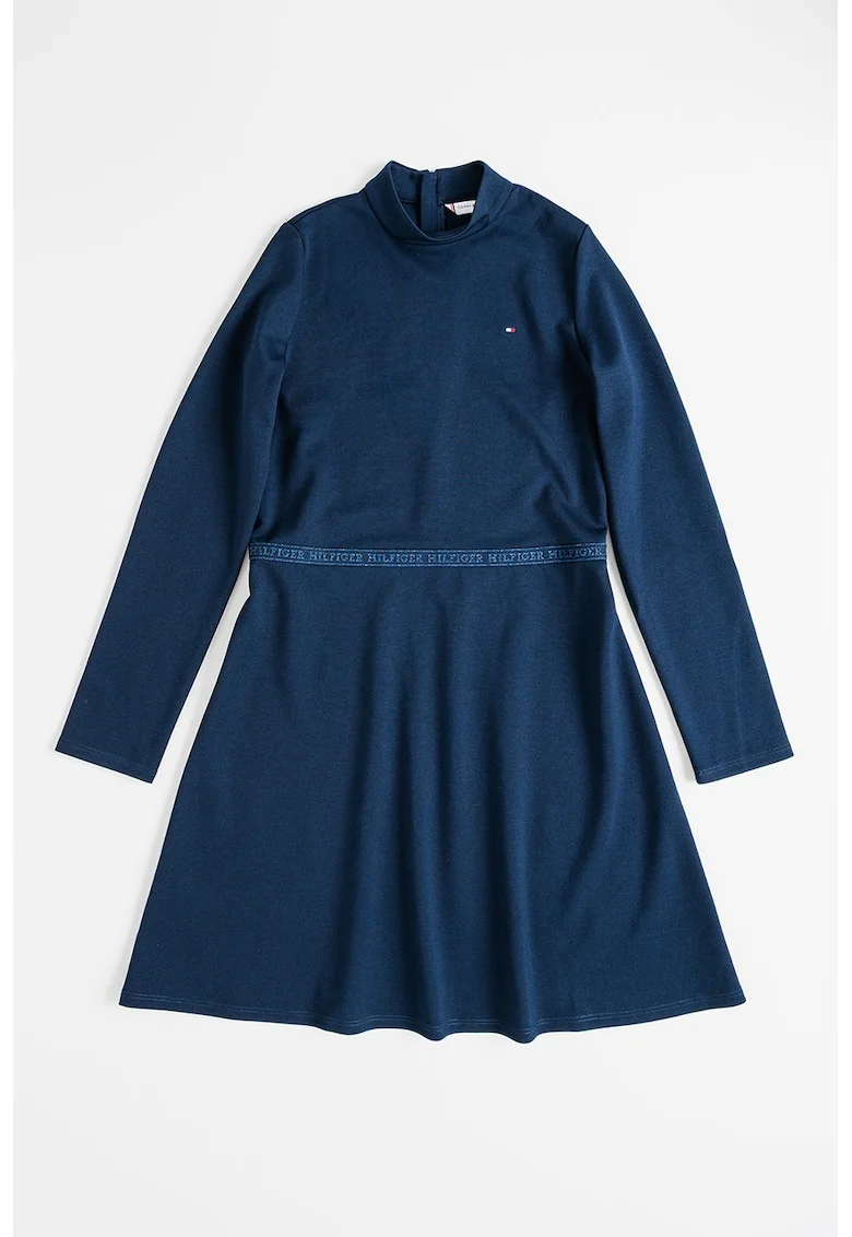 Rochie evazata cu guler mediu, Bleumarin
