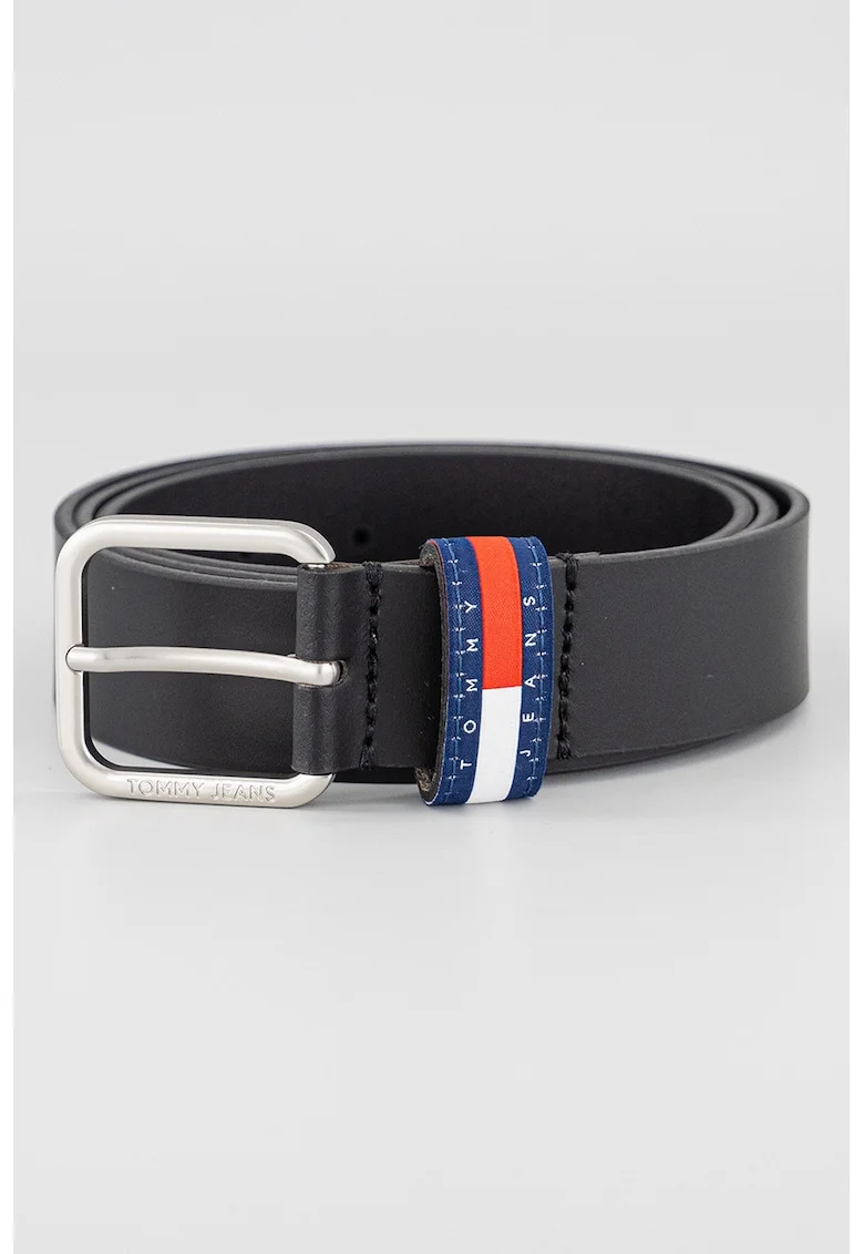 Curea de piele cu logo Ryan, Negru