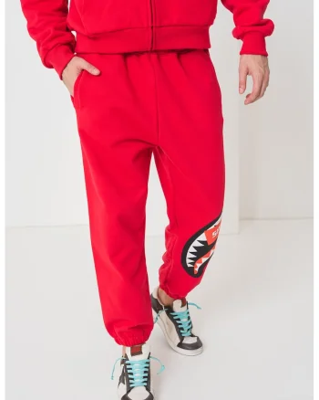 Pantaloni de trening din bumbac relaxed fit, Rosu