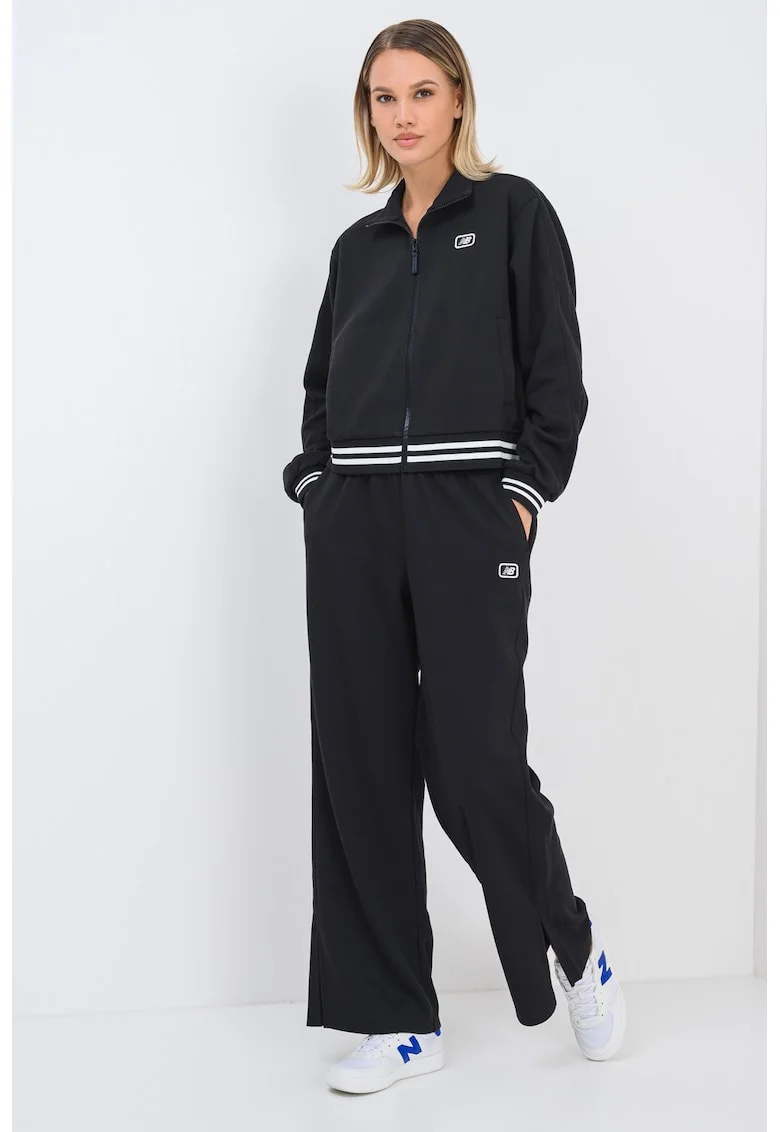 Pantaloni de trening drepti cu slituri cu mansete Post Season, Negru