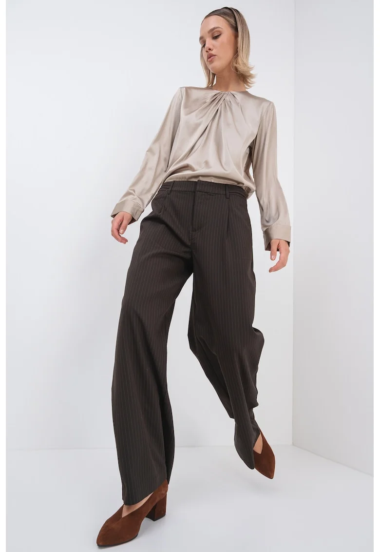 Pantaloni eleganti cu dungi discrete, Maro inchis