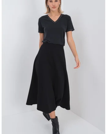 Tricou din amestec de modal cu decolteu in V, Gri antracit