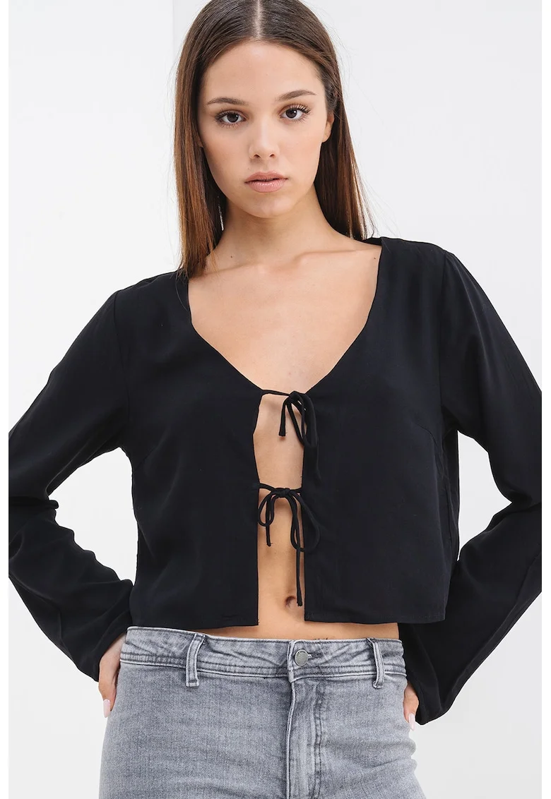 Bluza cu prinderi frontale, Negru
