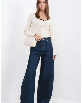 Bluza crop cu detaliu funda, Negru/Galben pal