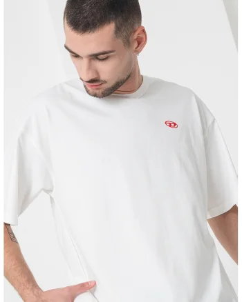 Tricou de bumbac cu maneci cazute, Rosu/Alb