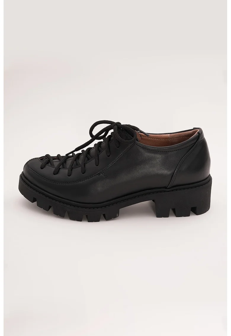 Pantofi de piele cu sireturi, Negru