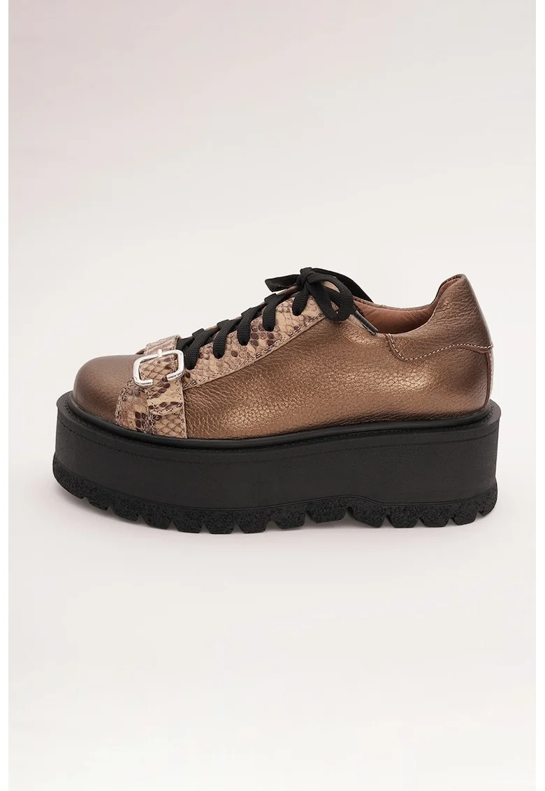 Pantofi de piele cu catarame, Bronz