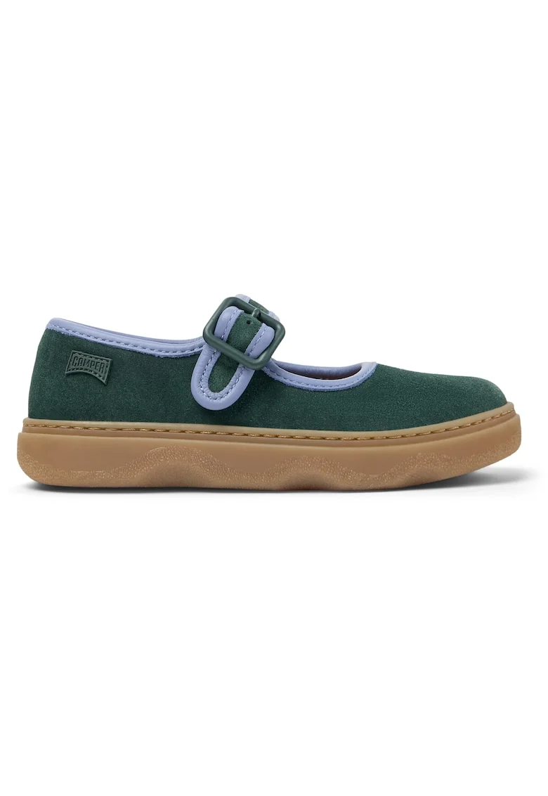 Balerini Mary Jane de piele intoarsa Kiddo, Verde inchis