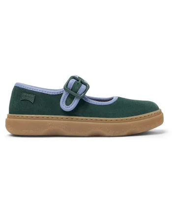 Balerini Mary Jane de piele intoarsa Kiddo, Verde inchis