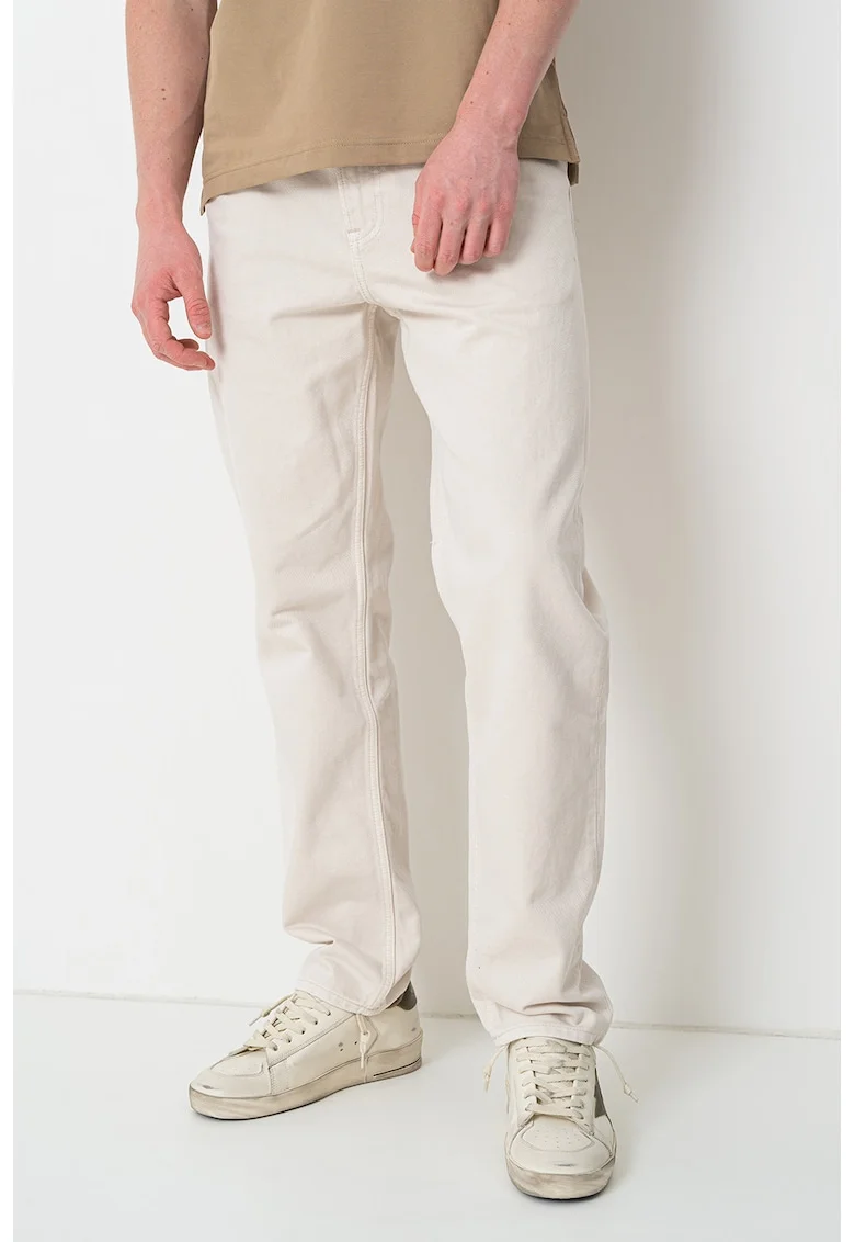 Blugi relaxed fit cu talie medie, Alb fildes
