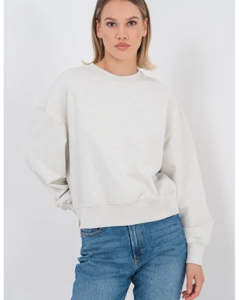 Bluza de trening cu decolteu la baza gatului si maneci cazute, Gri melange