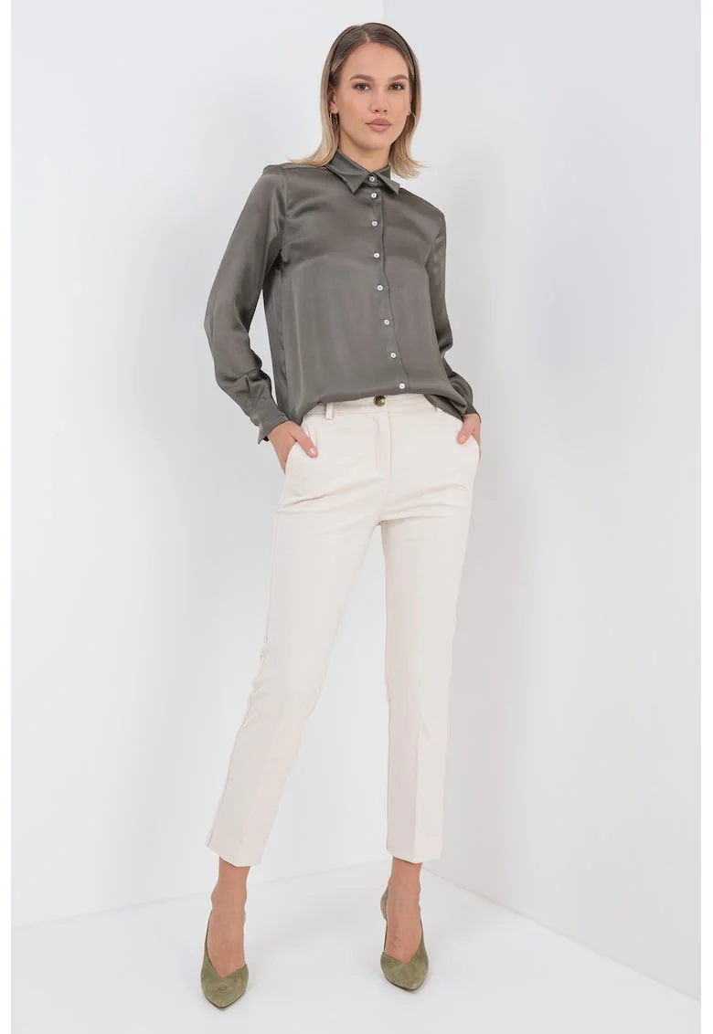 Pantaloni crop slim fit eleganti, Bej