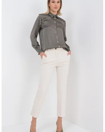 Pantaloni crop slim fit eleganti, Bej