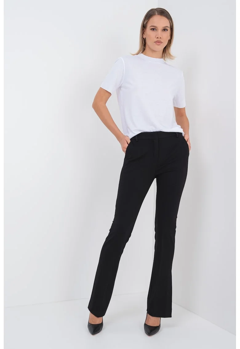 Pantaloni uni cu slituri la terminatii, Negru