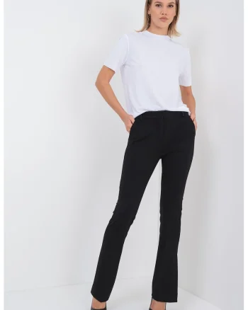 Pantaloni uni cu slituri la terminatii, Negru