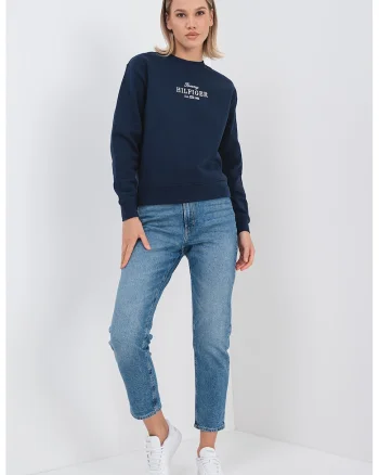 Bluza de trening cu imprimeu logo, Bleumarin