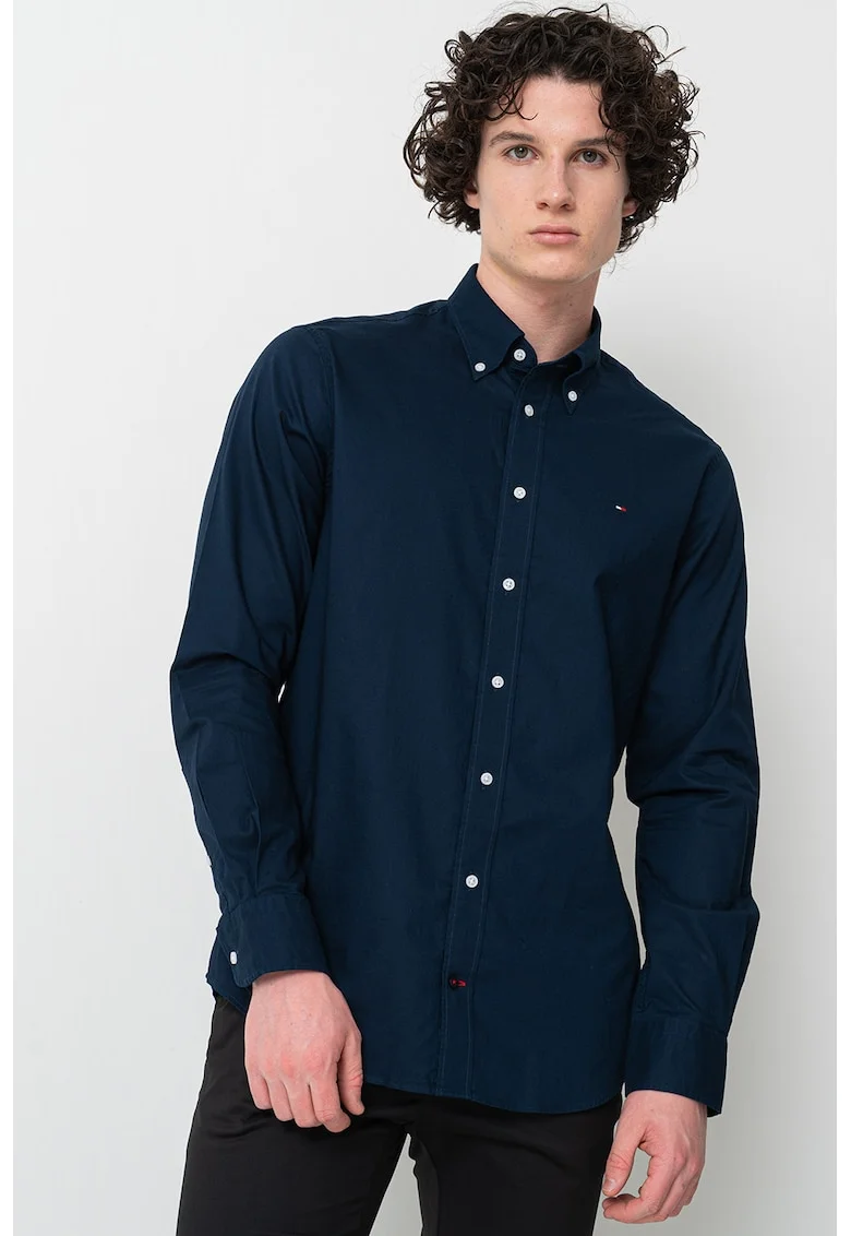 Camasa din bumbac cu guler Oxford, Bleumarin