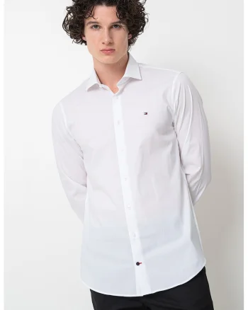 Camasa slim fit din amestec de bumbac, Alb