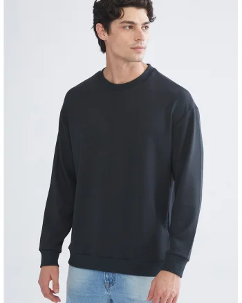 Bluza de trening uni cu maneci cazute, Bleumarin