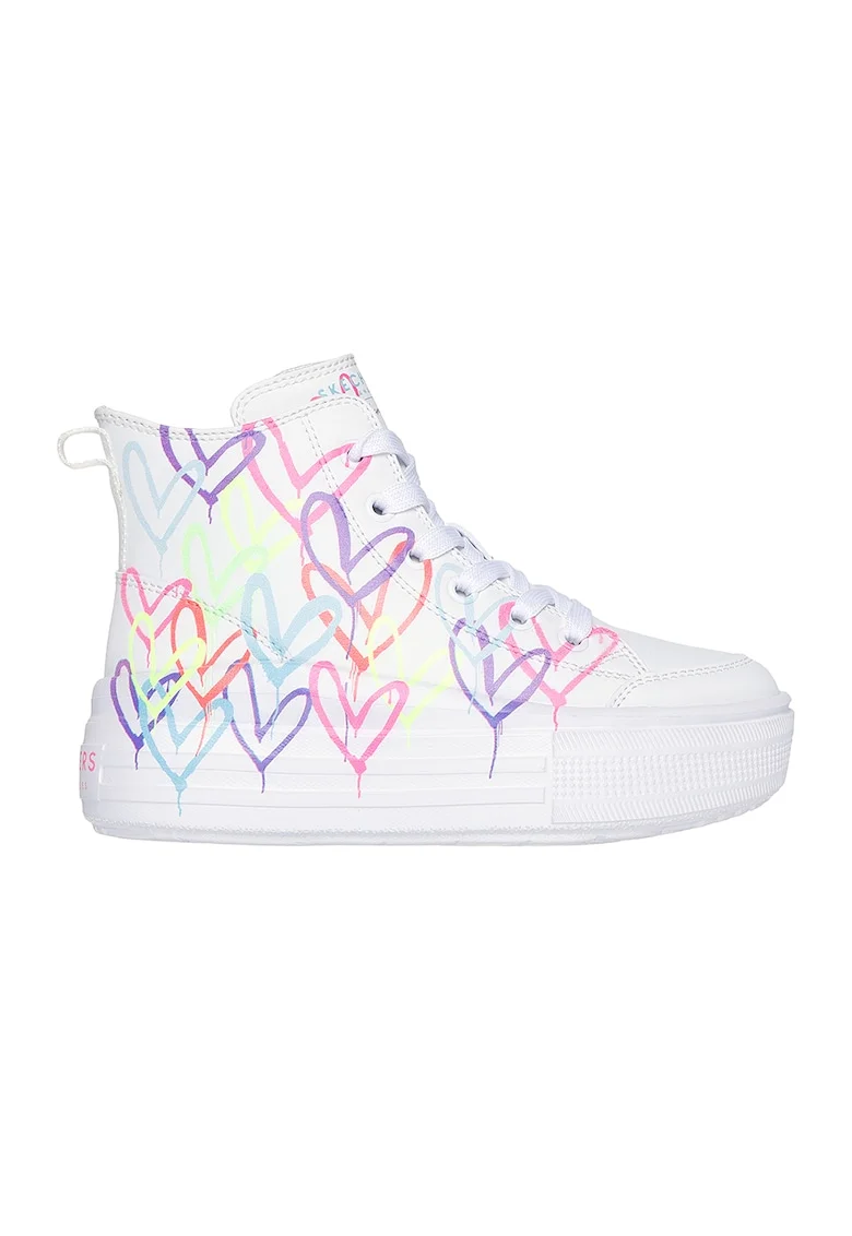 Pantofi sport high-top de piele ecologica Street, Alb/Multicolor