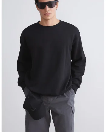 Bluza de trening cu decolteu rotund, Negru
