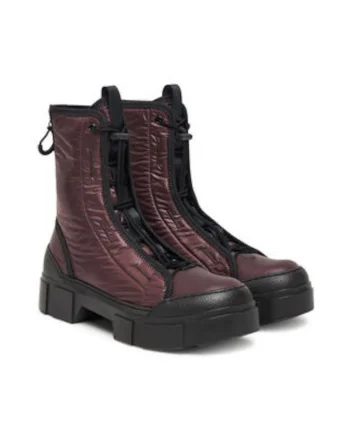 Ghete dama, Vic Matie, pana la glezna, material textil, maro inchis/negru