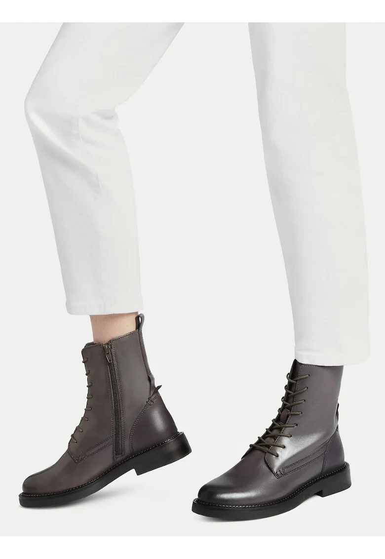 Botine dama,  piele naturala, gri,