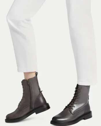 Botine dama,  piele naturala, gri,