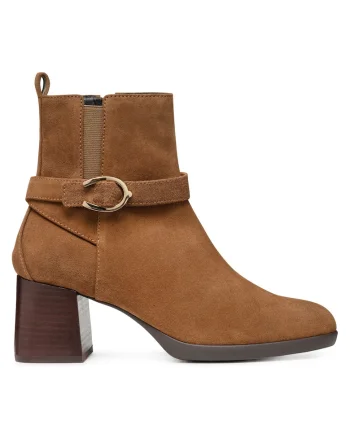 Botine cu toc dama  piele naturala, maro,