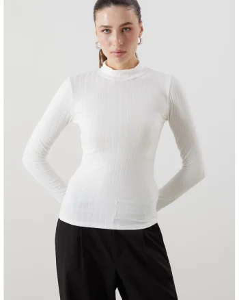 Bluza slim fit cu model uni, Alb