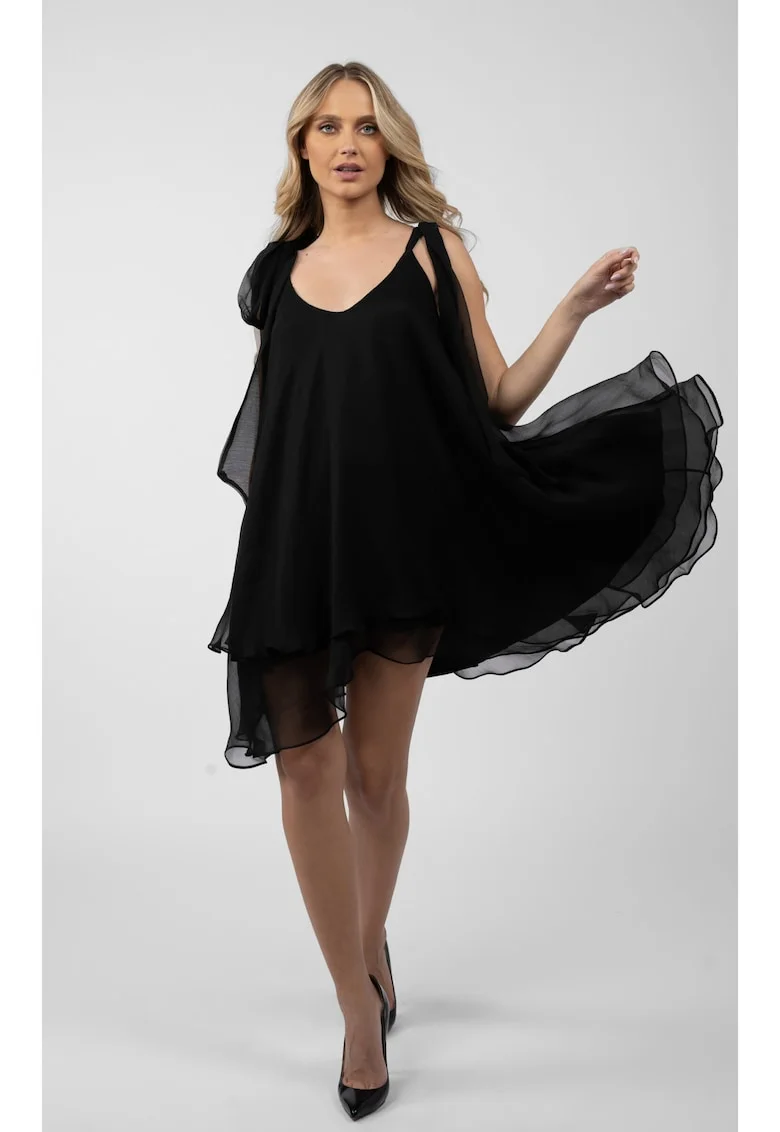Rochie mini cu esarfe, Negru