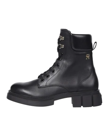 Botine de piele cu monograma, Negru