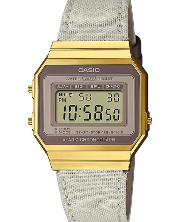 Ceas unisex digital cu o curea textila, Auriu/Kaki