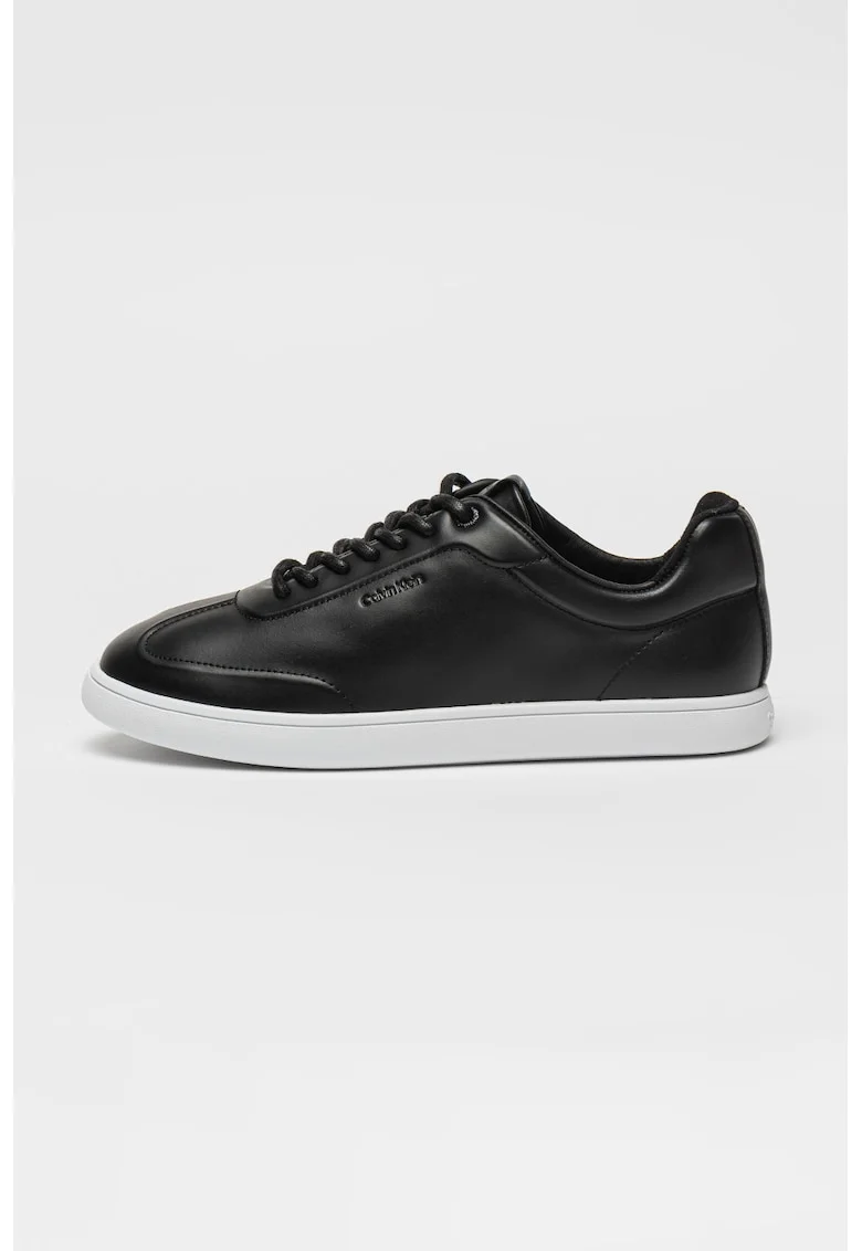 Pantofi sport din piele cu detaliu logo, Negru stins