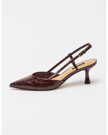 Pantofi cu bareta slingback si varf ascutit Rhonda, Rosu inchis