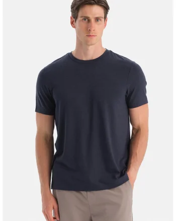 Tricou regular fit cu decolteu la baza gatului, Bleumarin