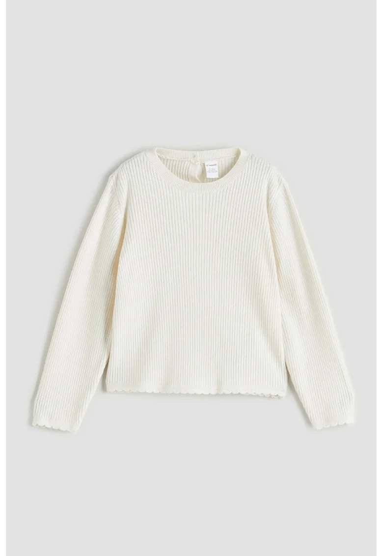 Bluza striata cu maneci lungi, Alb