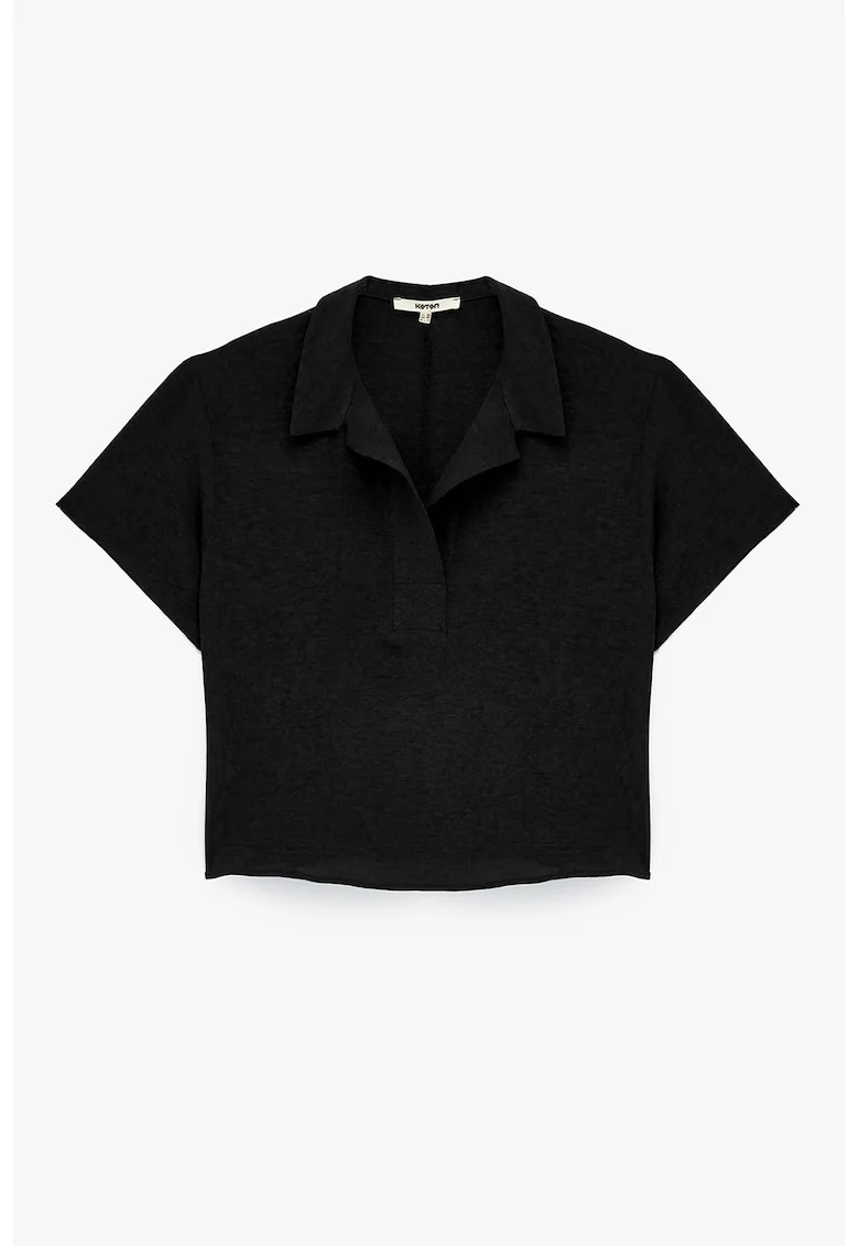 Bluza crop cu maneci scurte, Negru