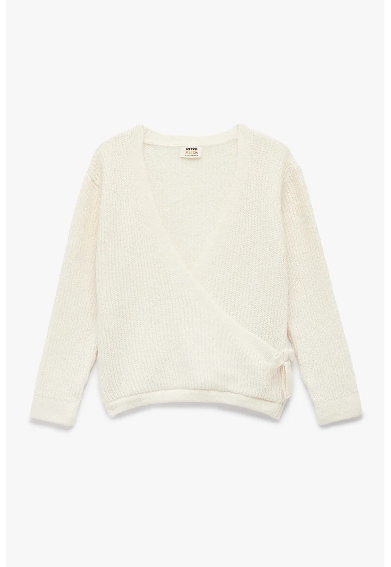 Cardigan petrecut tricotat, Alb murdar