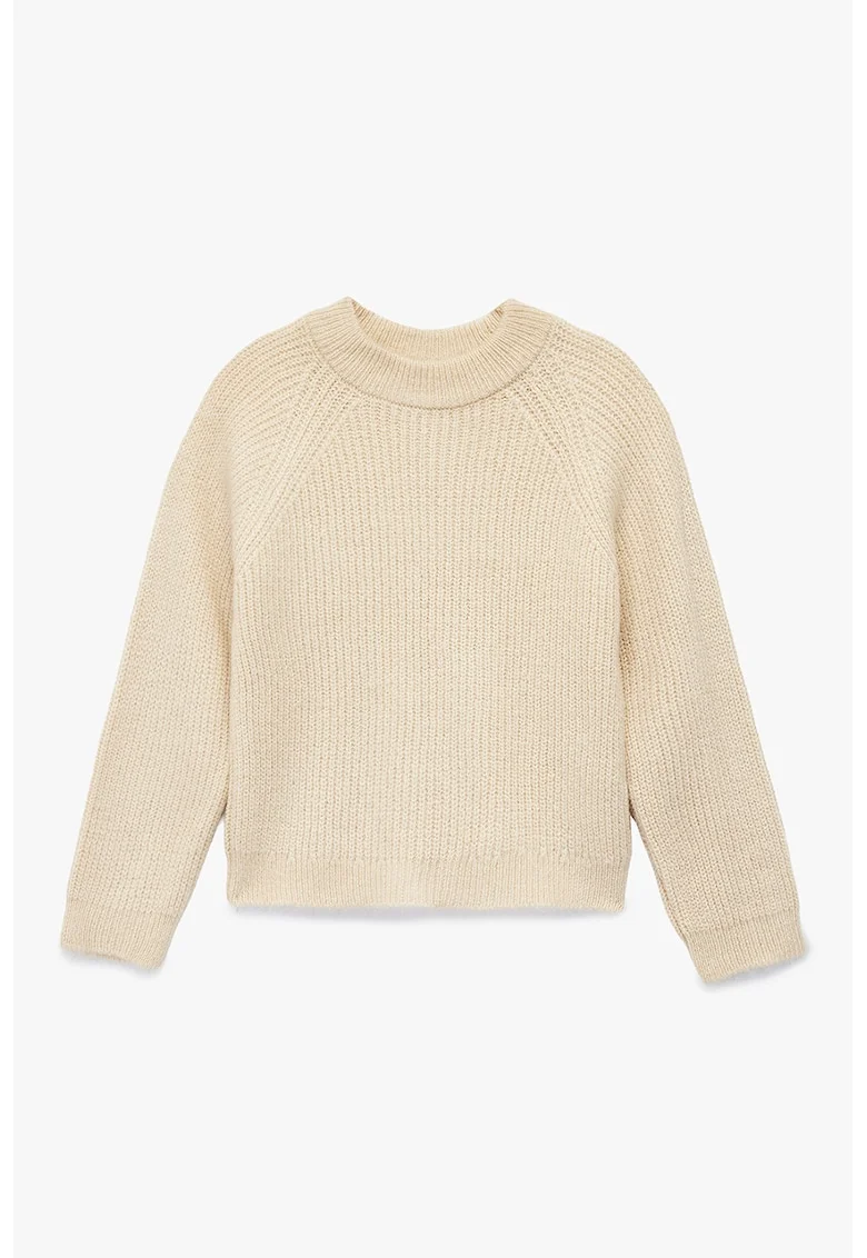 Pulover tricotat cu maneci raglan, Bej