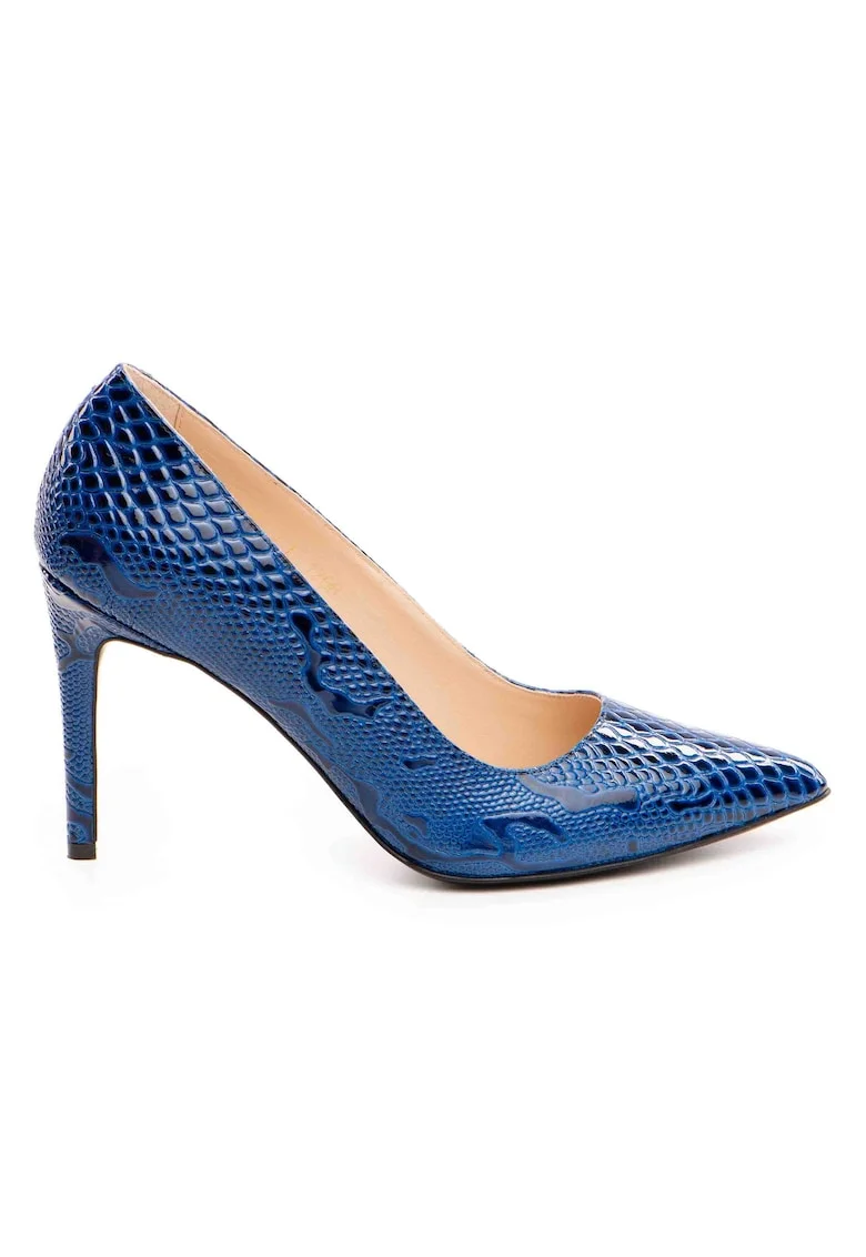 Pantofi dama  model 1206 piele animal print albastru, Albastru