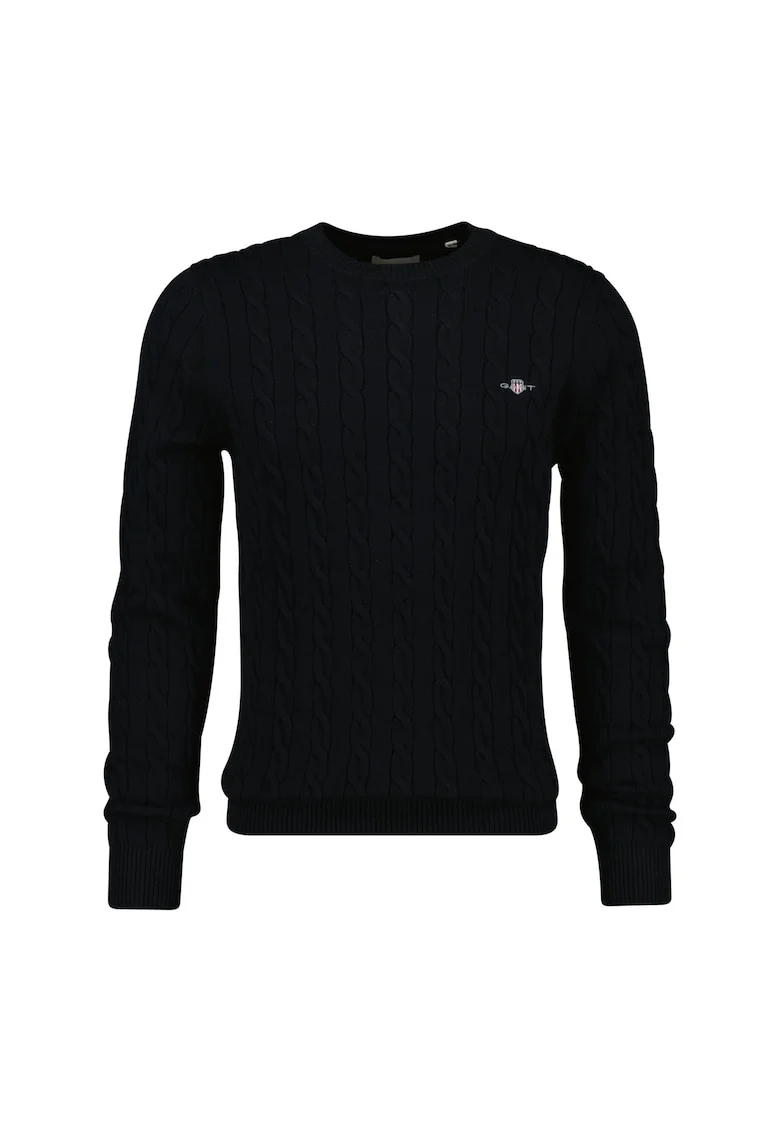 Pulover cu model torsade, Negru